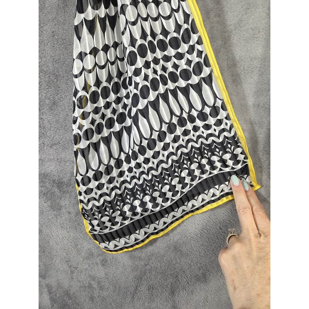 Echo Silk Scarf Black Yellow Geometric Abstract Artsy Rectangle 59 inches - Picture 2 of 4